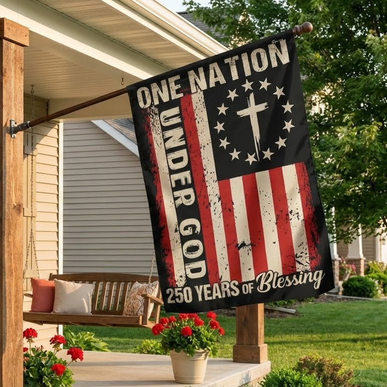 One Nation Under God 250 Years of Blessing 1776 2026 Patriotic Flag