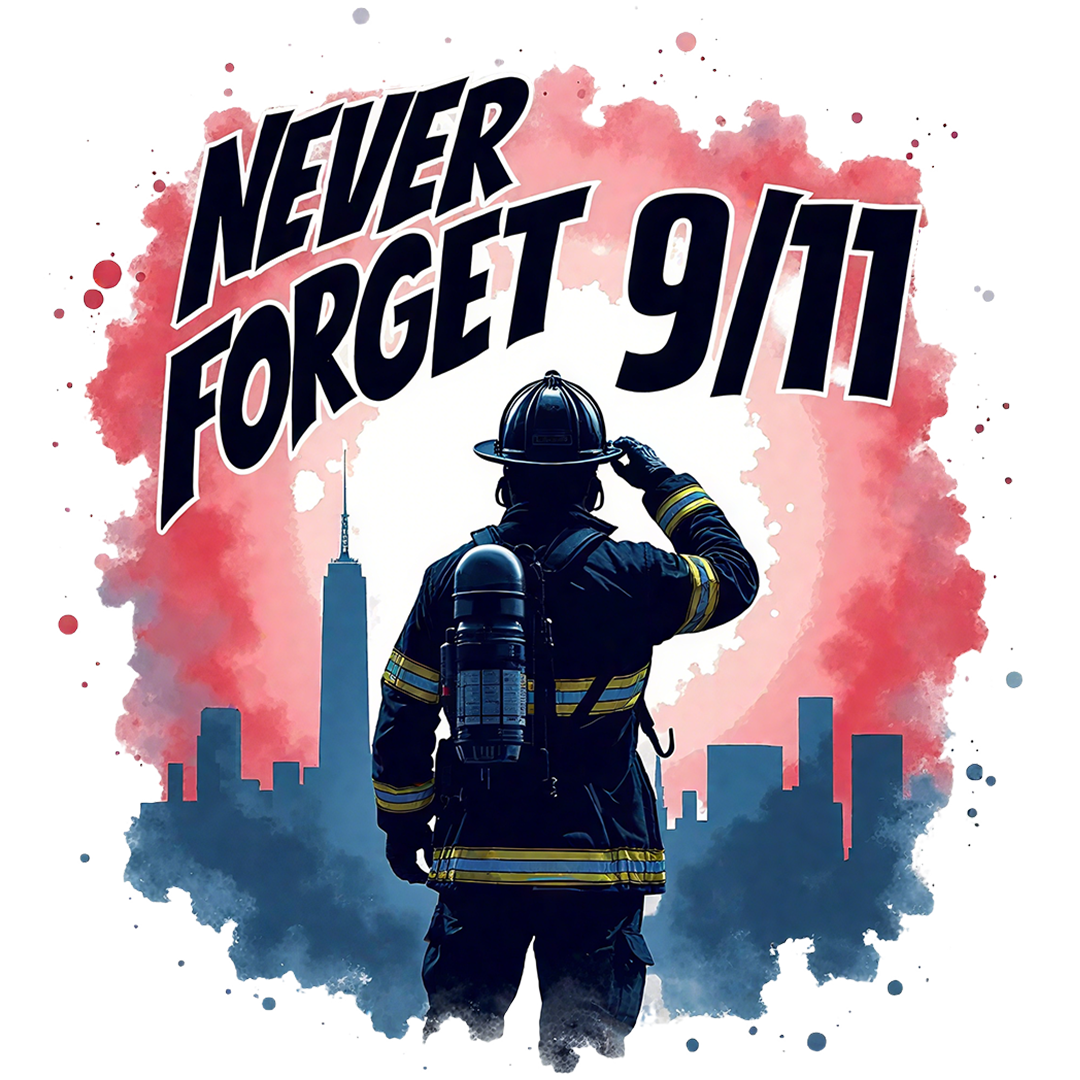 9/11 NEVER FORGET Firefighter Sticker