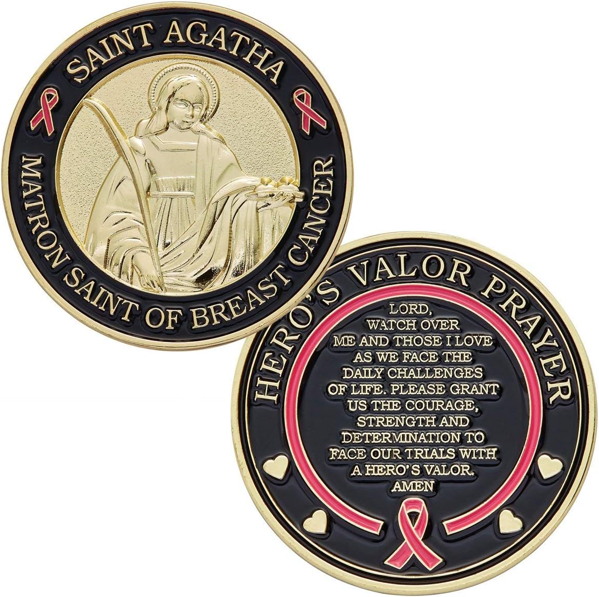 Hero's Valor St. Agatha Matron Saint of Breast Cancer Challenge Coin