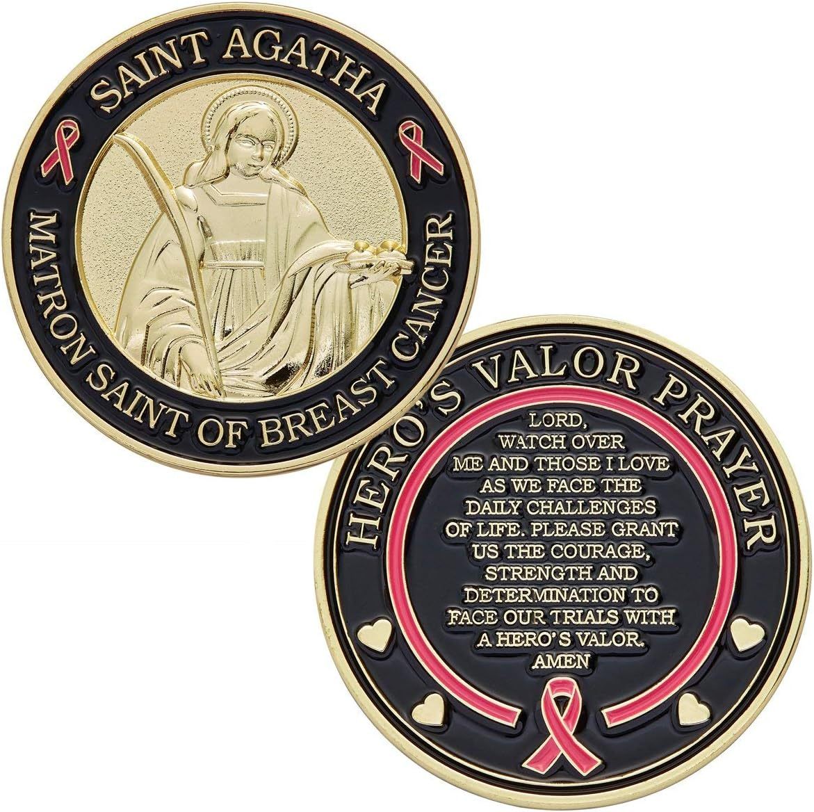 Hero's Valor St. Agatha Matron Saint of Breast Cancer Challenge Coin