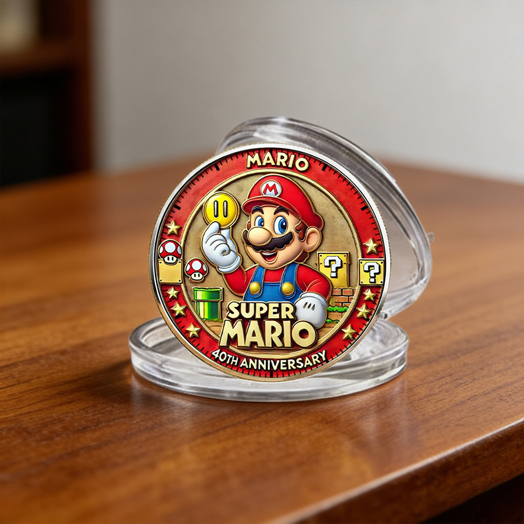Super Mario 40th Anniversary Printed Commemorative Coin – Limited Edition Gaming Collector’s Coin
