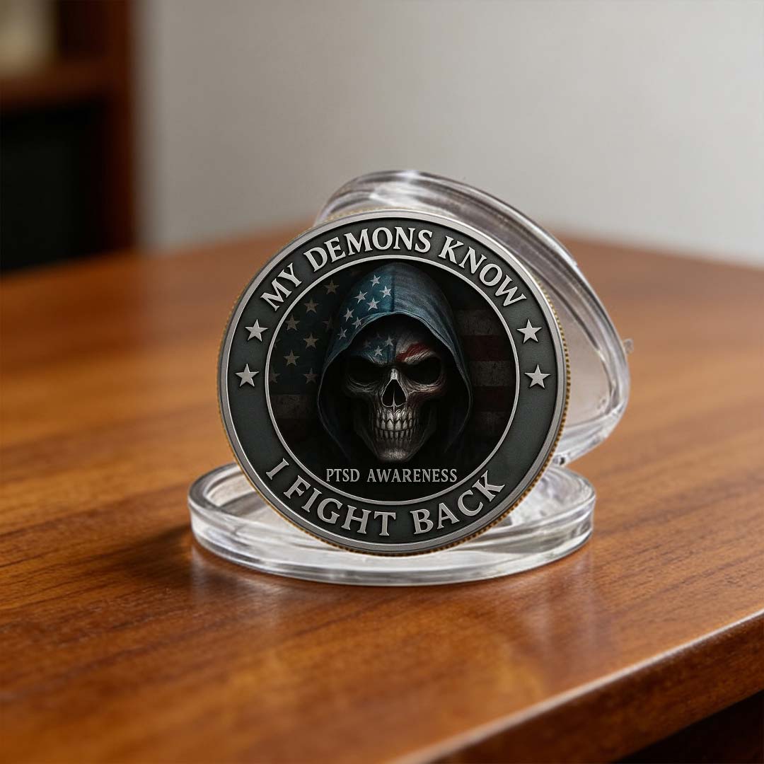 🔥PTSD Awareness Veterans Challenge Coin