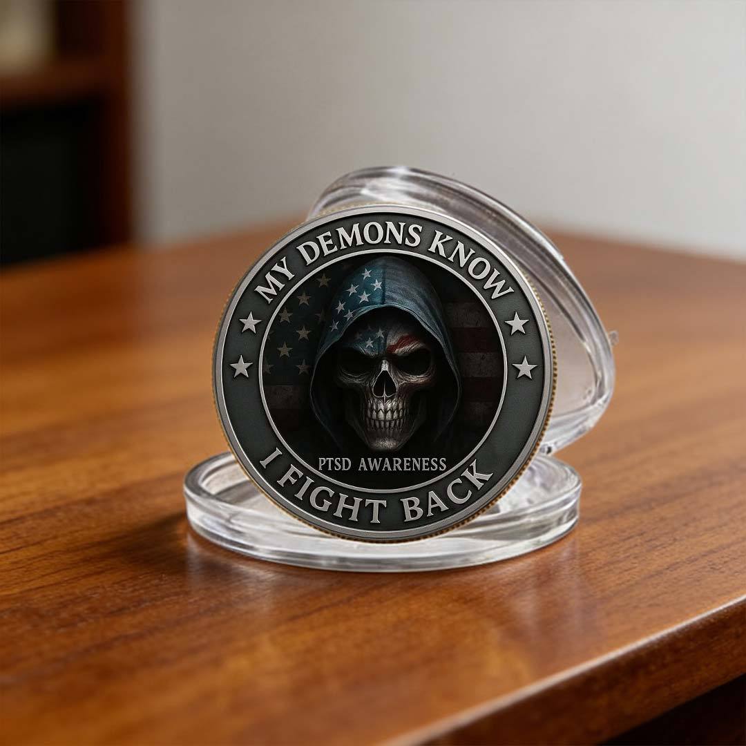 🔥PTSD Awareness Veterans Challenge Coin