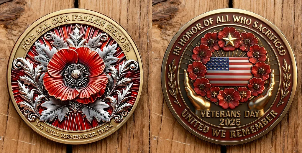 Poppy Remembrance Military Challenge Coin | Honor Fallen Heroes, Uphold “Lest We Forget” Legacy