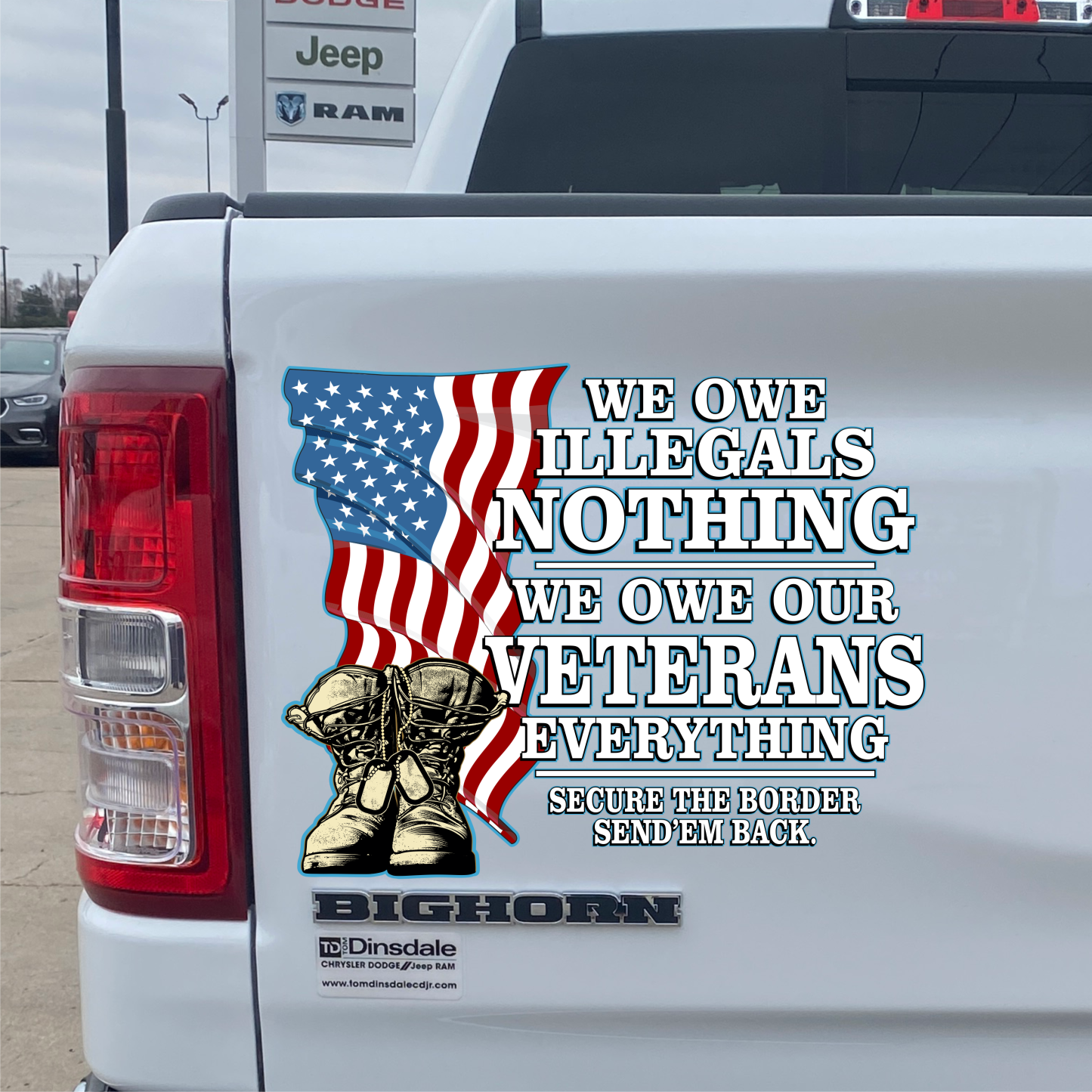 We Owe Illegals Nothing. We Owe Veterans Everything. PermaSticker - Read the Description