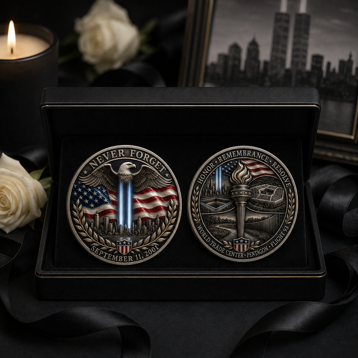 🗽 Echoes of Courage — 9/11 Never Forget Memorial Challenge Coin