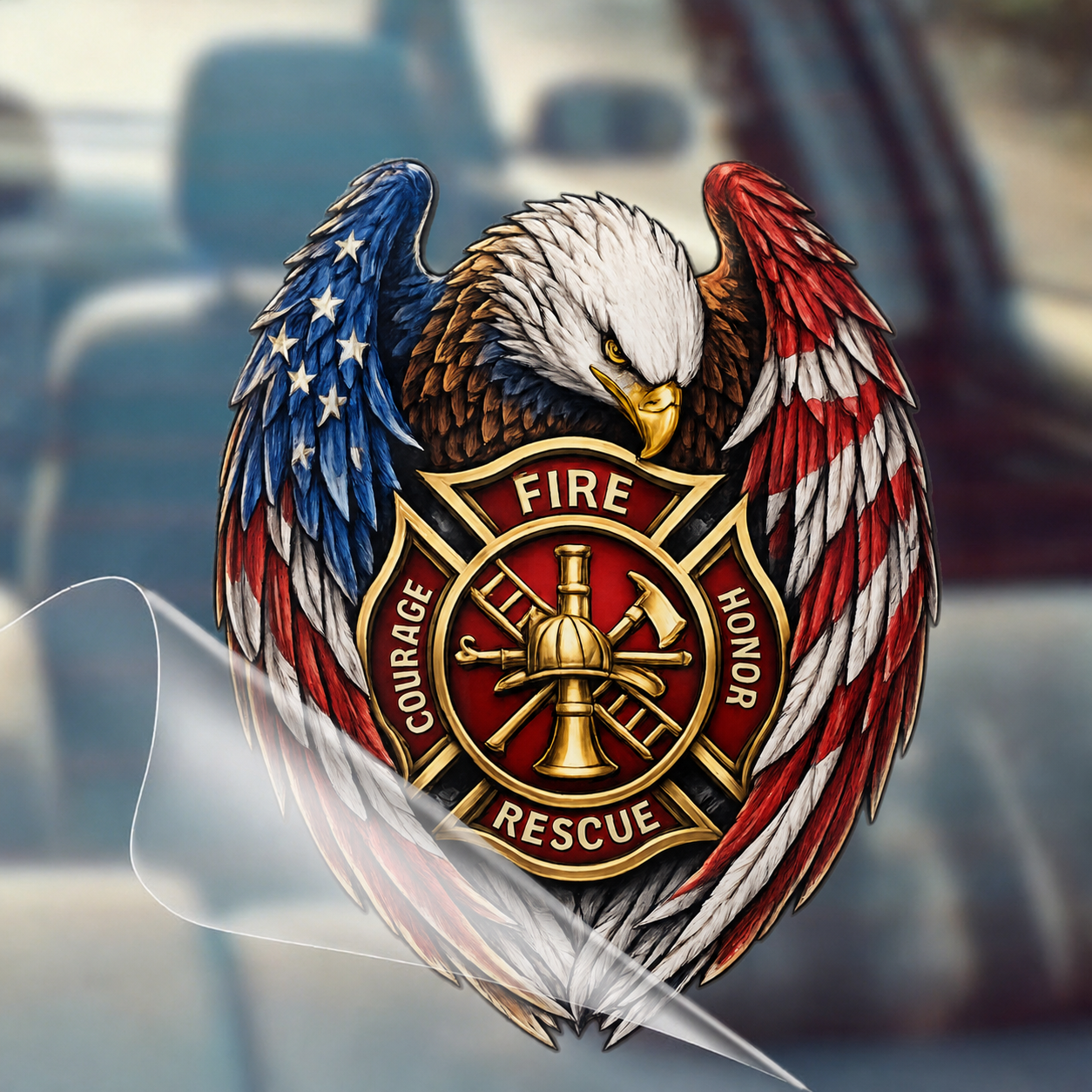 🔥 9/11 Never Forget Firefighter Eagle Memorial Car Deca