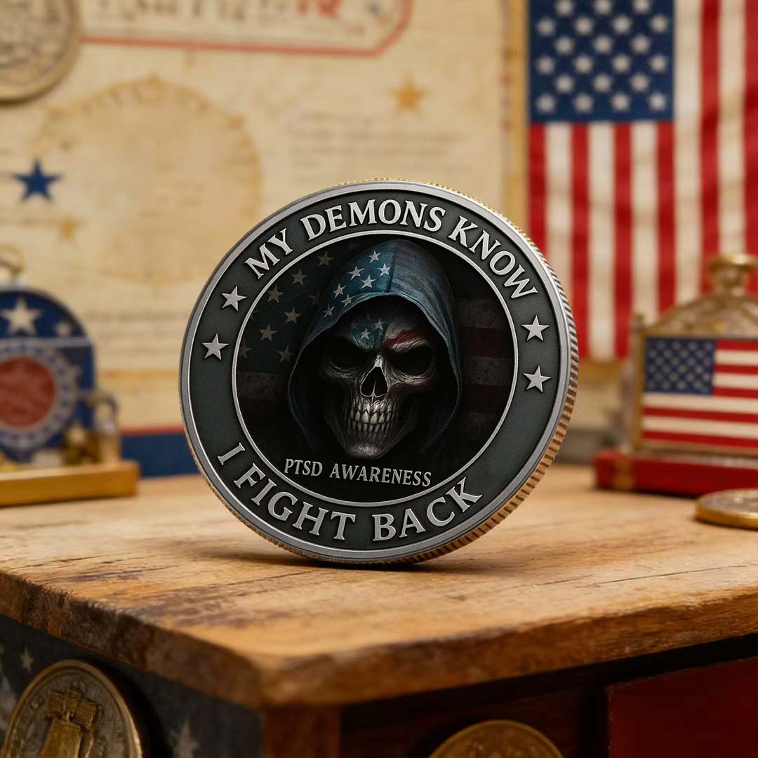 🔥PTSD Awareness Veterans Challenge Coin