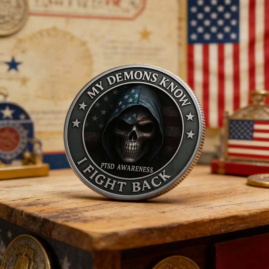 🔥PTSD Awareness Veterans Challenge Coin