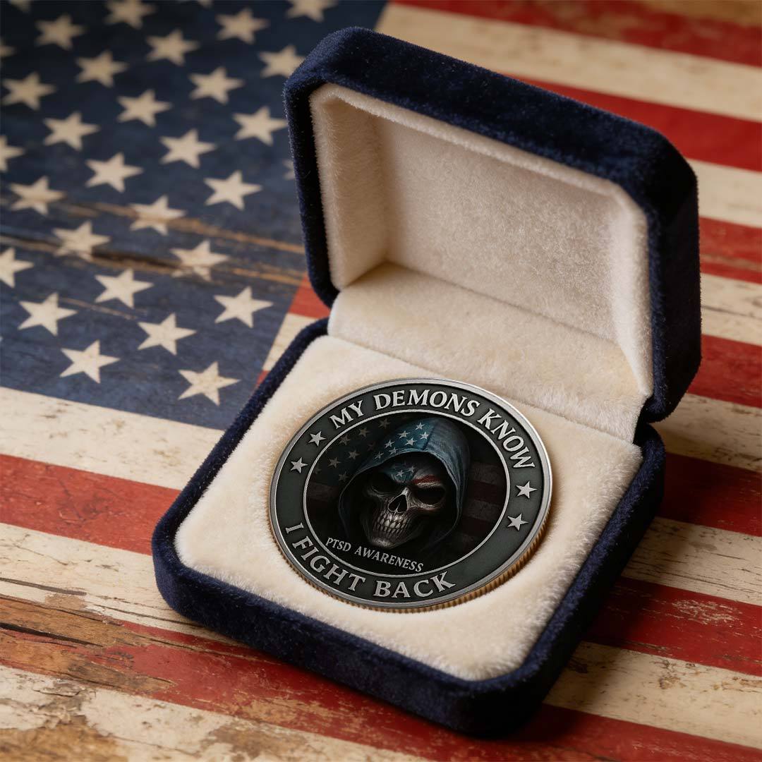 🔥PTSD Awareness Veterans Challenge Coin