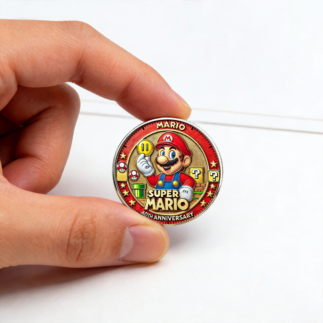 Super Mario 40th Anniversary Printed Commemorative Coin – Limited Edition Gaming Collector’s Coin