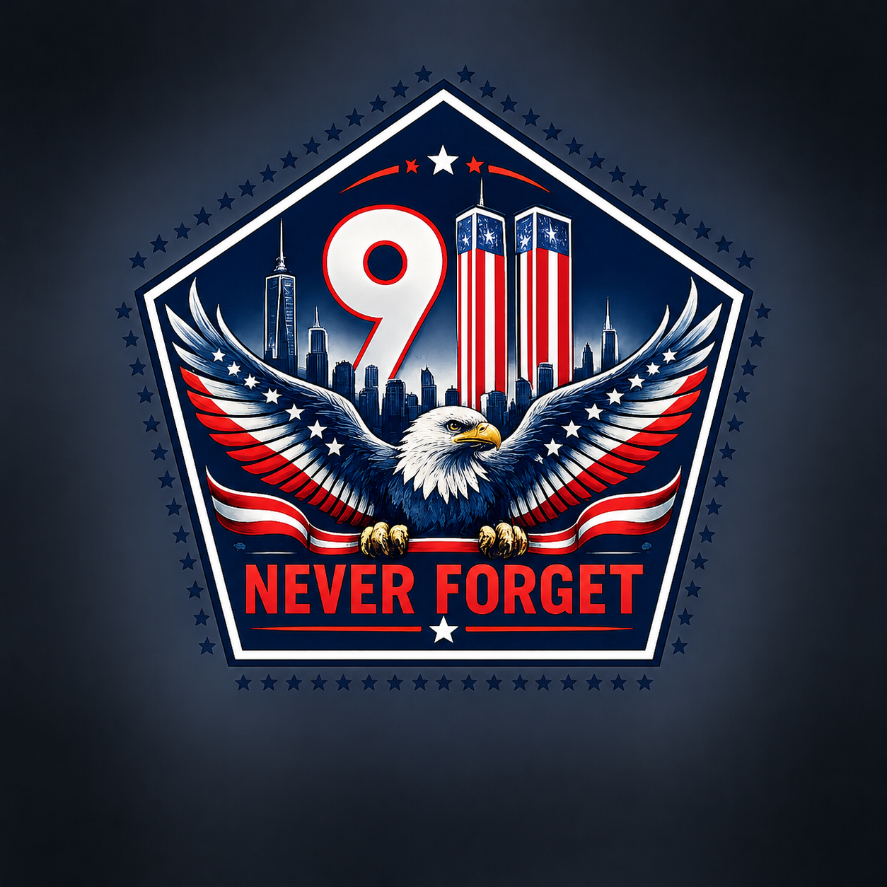 9/11 Never Forget Eagle Memorial Car Decal