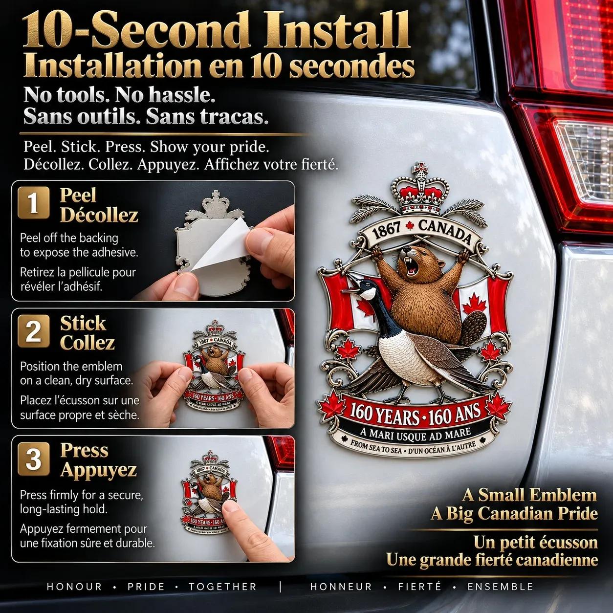 🍁Canada 160th Anniversary “A Mari Usque Ad Mare” Tribute Metal Car Emblem