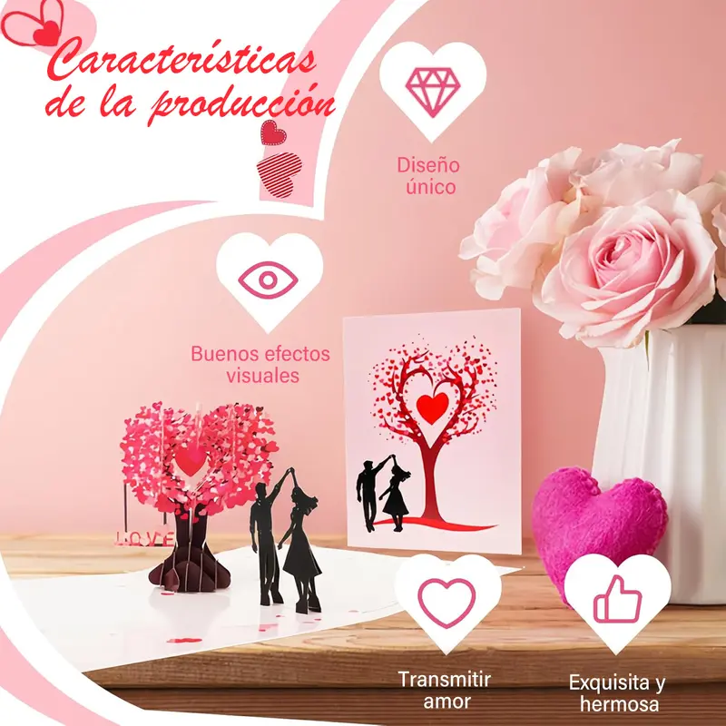 3D Valentine's Day Anniversary Card with Love Tree & Hearts