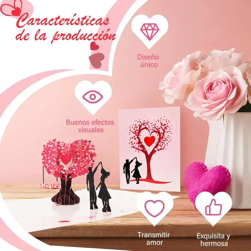 3D Valentine's Day Anniversary Card with Love Tree & Hearts
