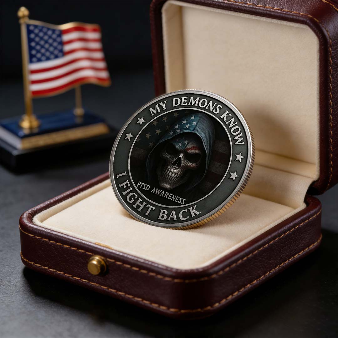 🔥PTSD Awareness Veterans Challenge Coin