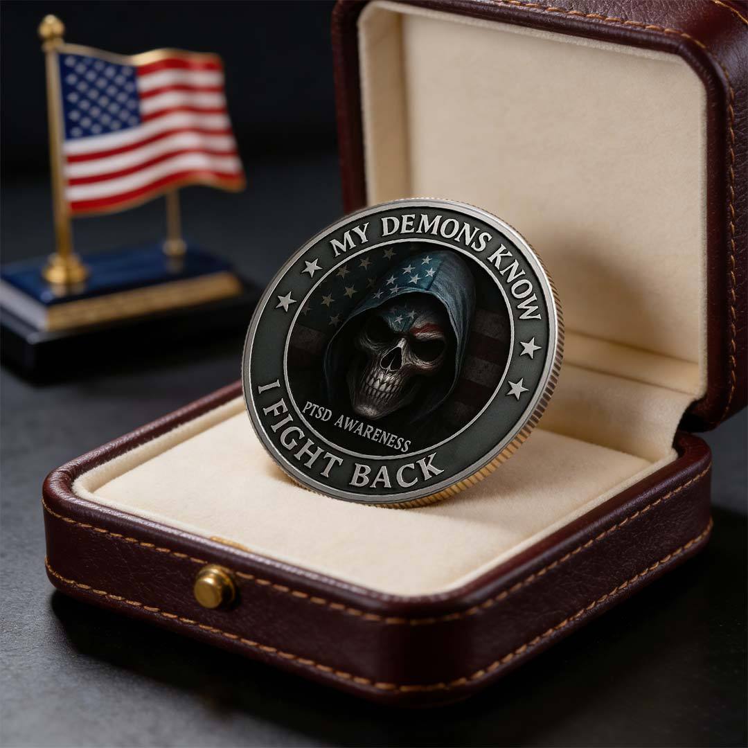 🔥PTSD Awareness Veterans Challenge Coin