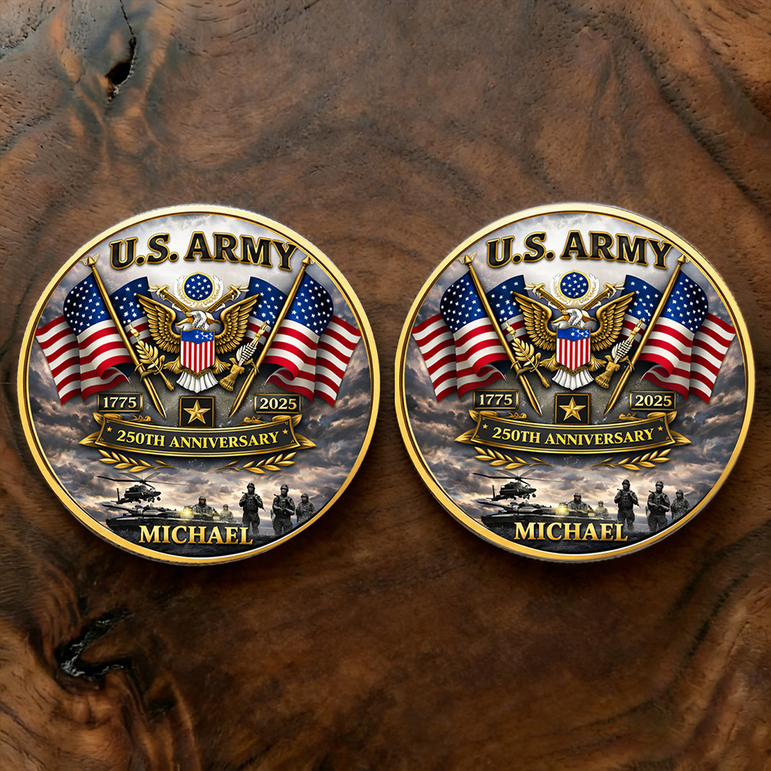 USA 250th Anniversary U.S. Army - Custom Name Printed Commemorative Coin