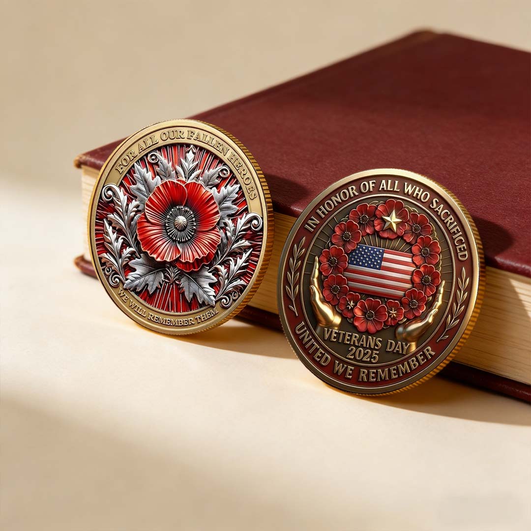 Poppy Remembrance Military Challenge Coin | Honor Fallen Heroes, Uphold “Lest We Forget” Legacy