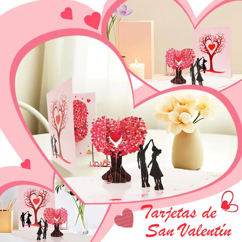 3D Valentine's Day Anniversary Card with Love Tree & Hearts