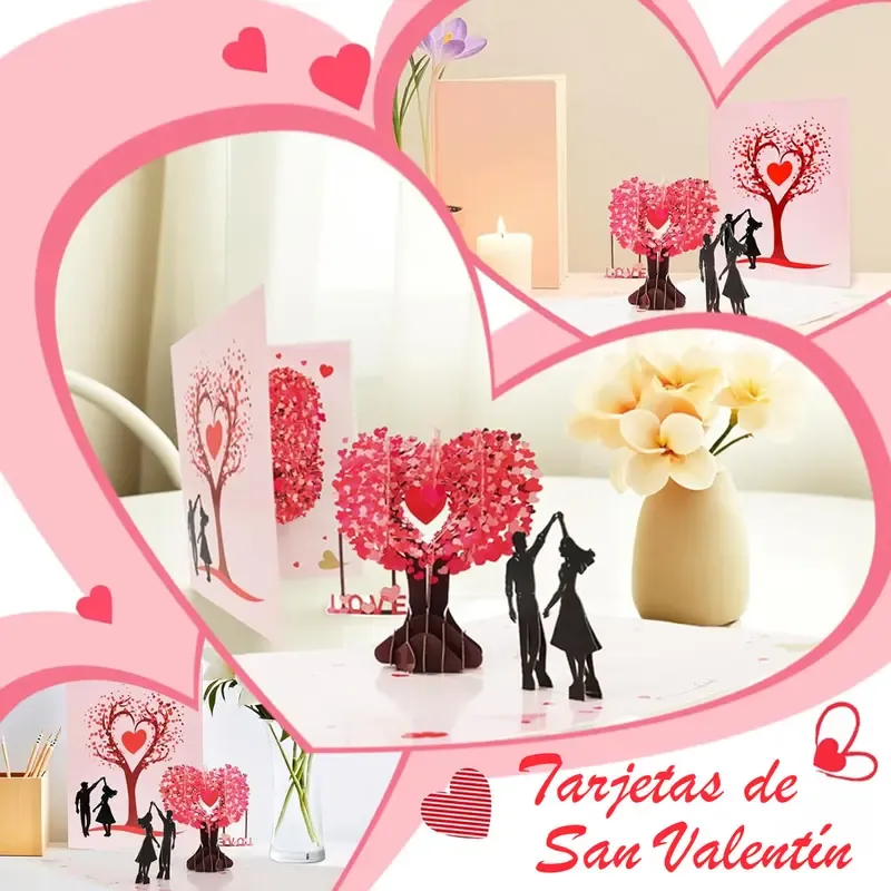 3D Valentine's Day Anniversary Card with Love Tree & Hearts
