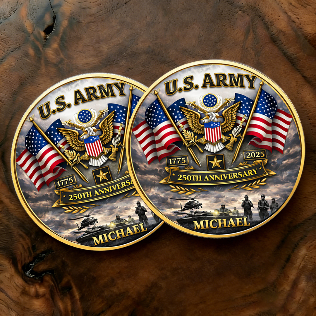 USA 250th Anniversary U.S. Army - Custom Name Printed Commemorative Coin