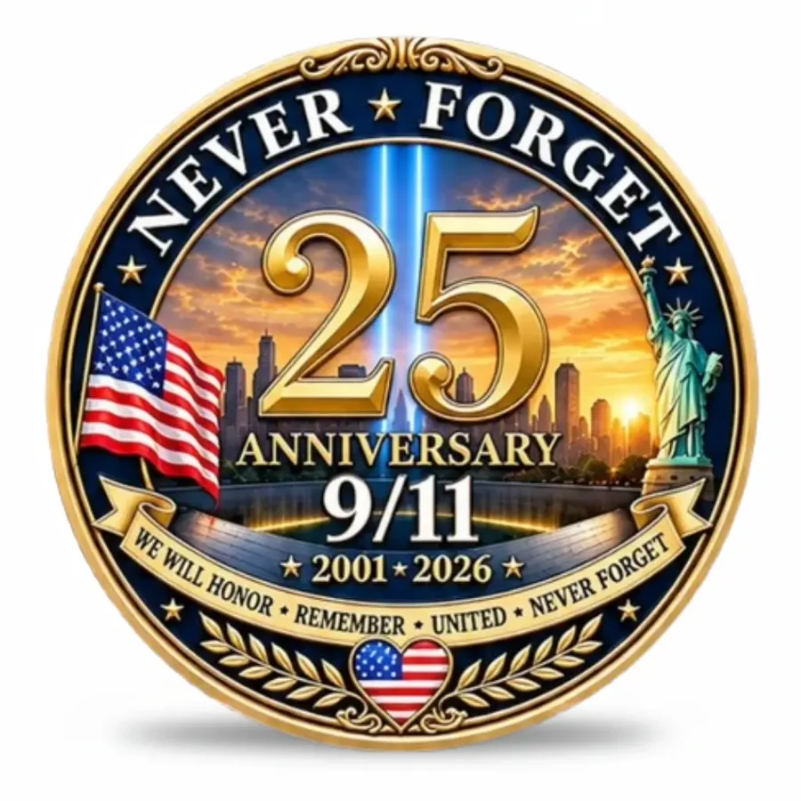 9/11 25th Anniversary Never Forget Coin – Memorial Collectible