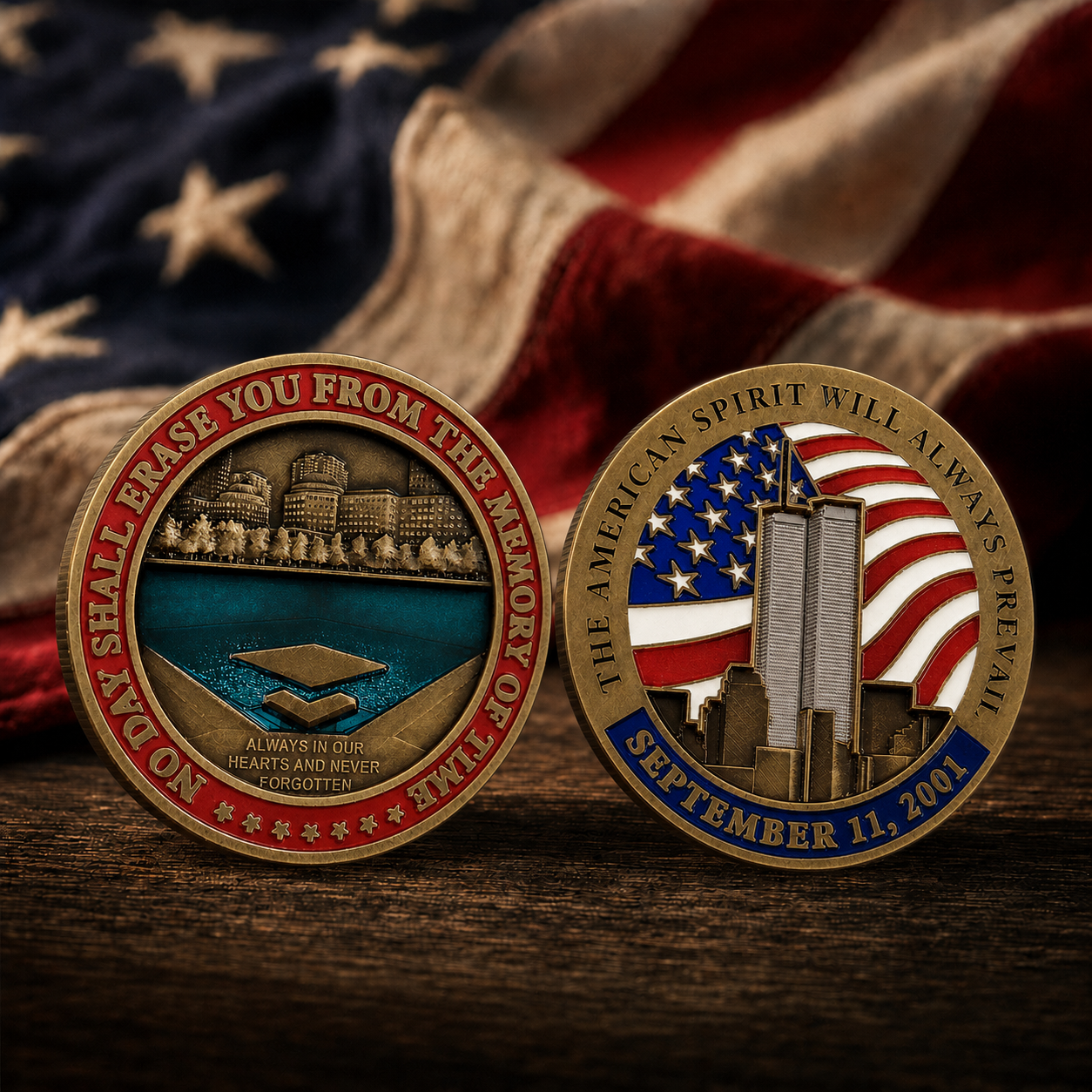 September 11 Memorial Challenge Coin – No Day Shall Erase You From the Memory of Time