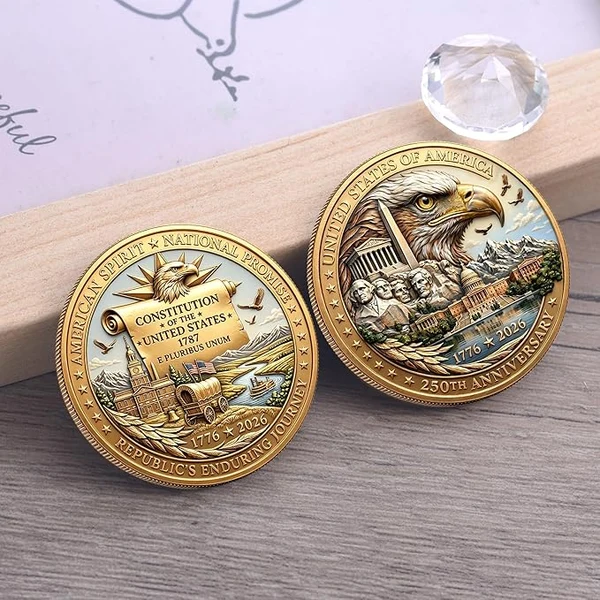 USA 250th Anniversary Commemorative Coin - American Eagle & Patriotic Symbols Collectible