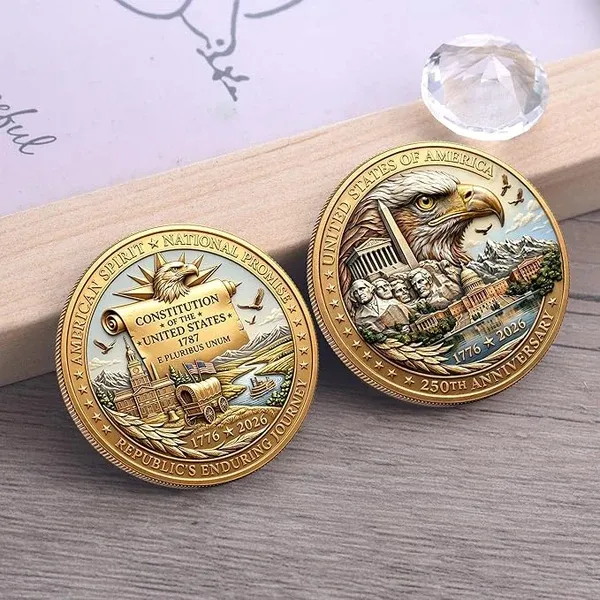 USA 250th Anniversary Commemorative Coin - American Eagle & Patriotic Symbols Collectible