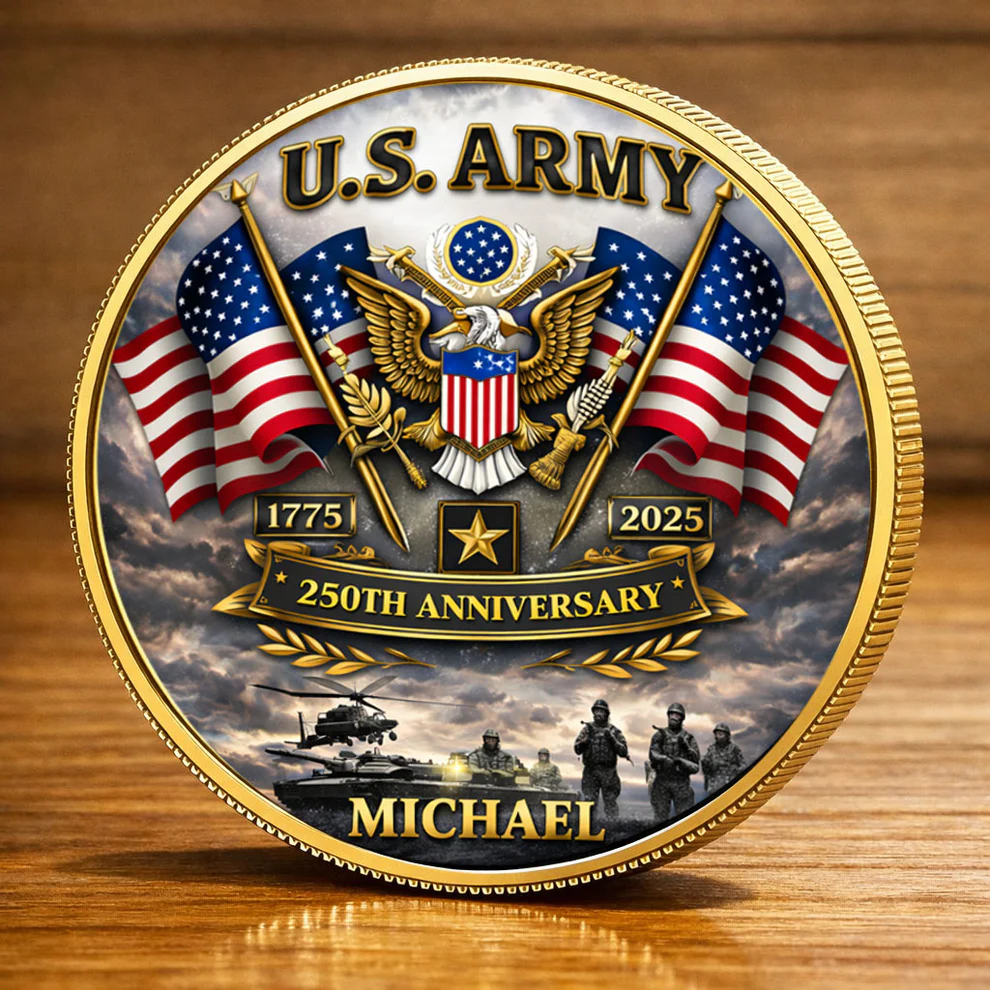 USA 250th Anniversary U.S. Army - Custom Name Printed Commemorative Coin