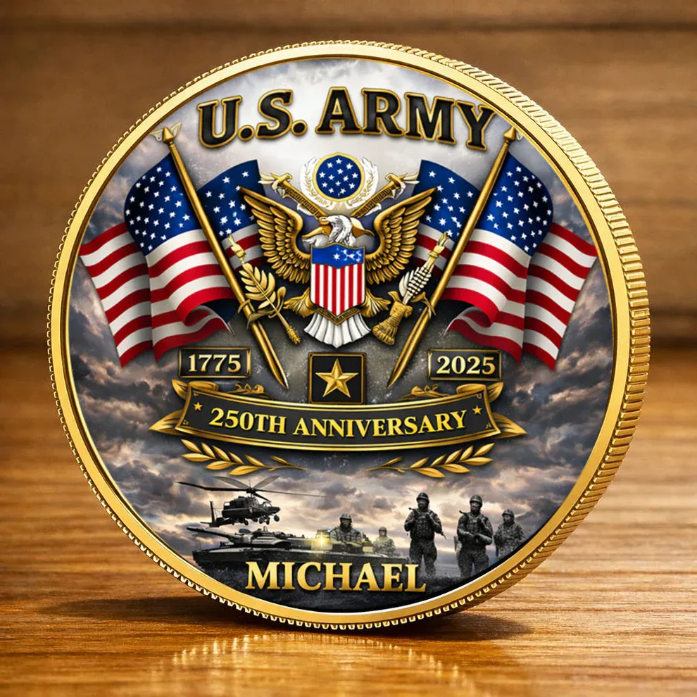 USA 250th Anniversary U.S. Army - Custom Name Printed Commemorative Coin