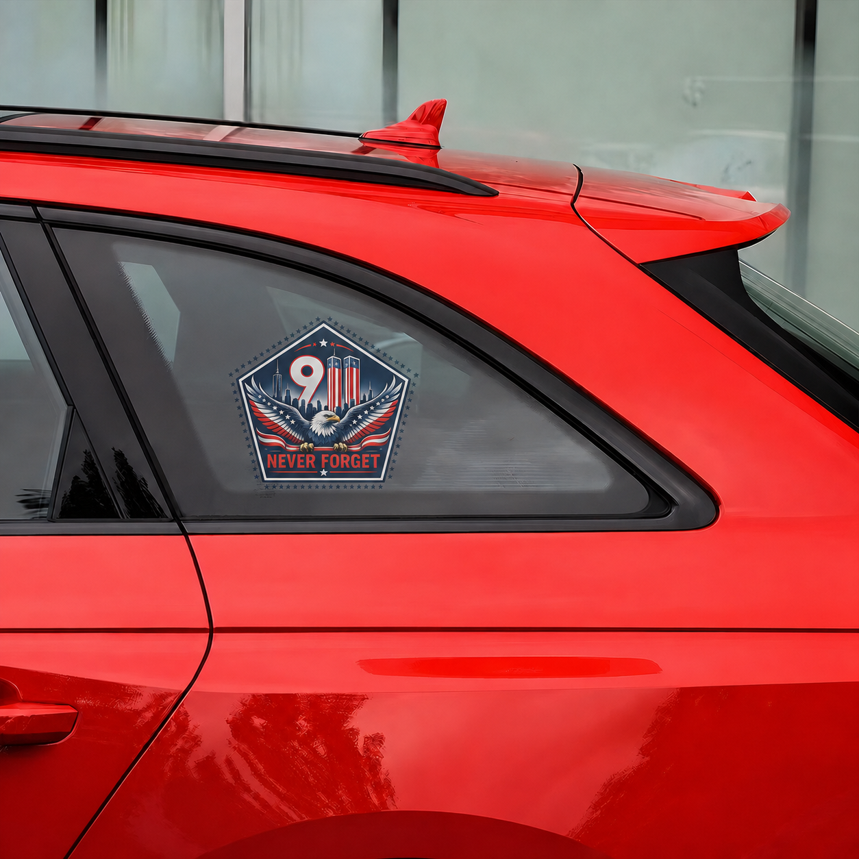 9/11 Never Forget Eagle Memorial Car Decal