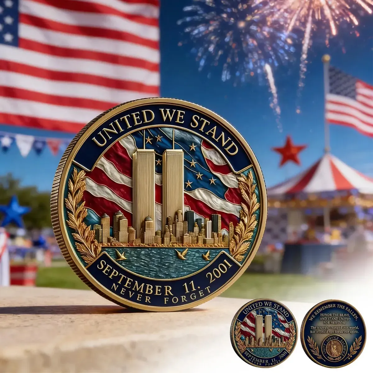 9/11 United We Stand Memorial Coin – September 11, 2001 Never Forget | Patriotic Remembrance Challenge Coin 🎖️ | Last Day 50% OFF 🔥