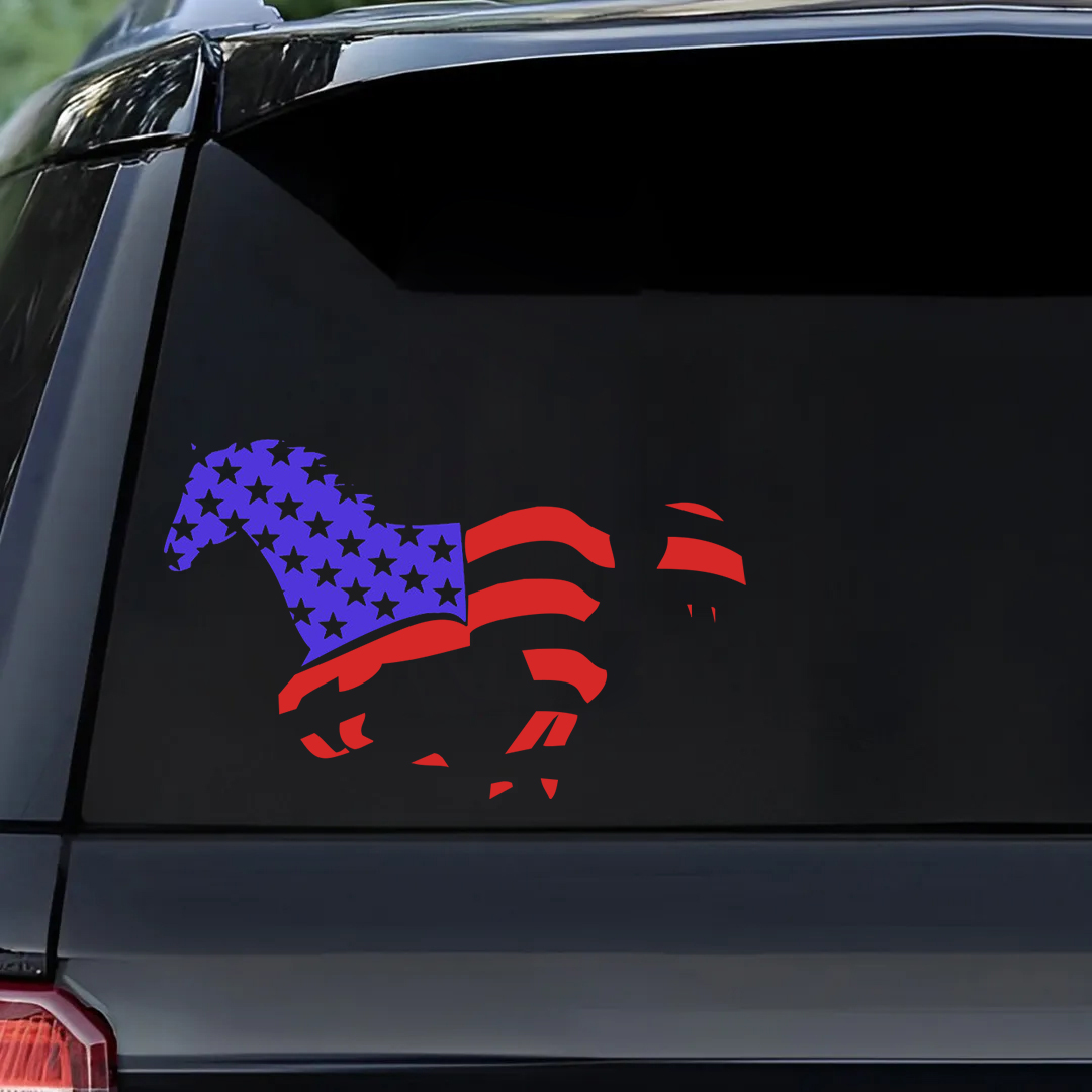 Horse-Shaped Stars And Strips Veterans Stickers-Independence Day Sticker