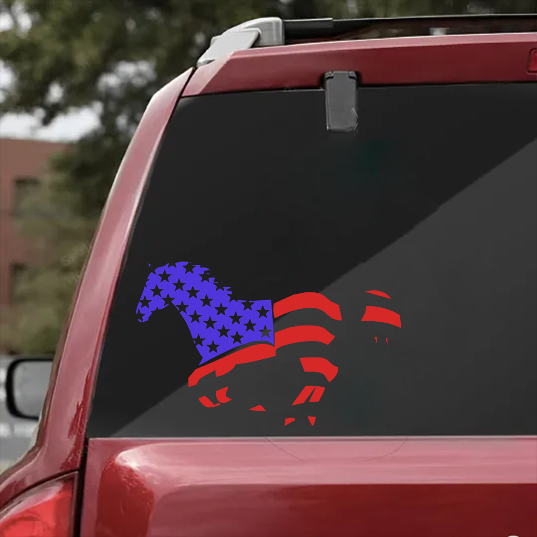 Horse-Shaped Stars And Strips Veterans Stickers-Independence Day Sticker