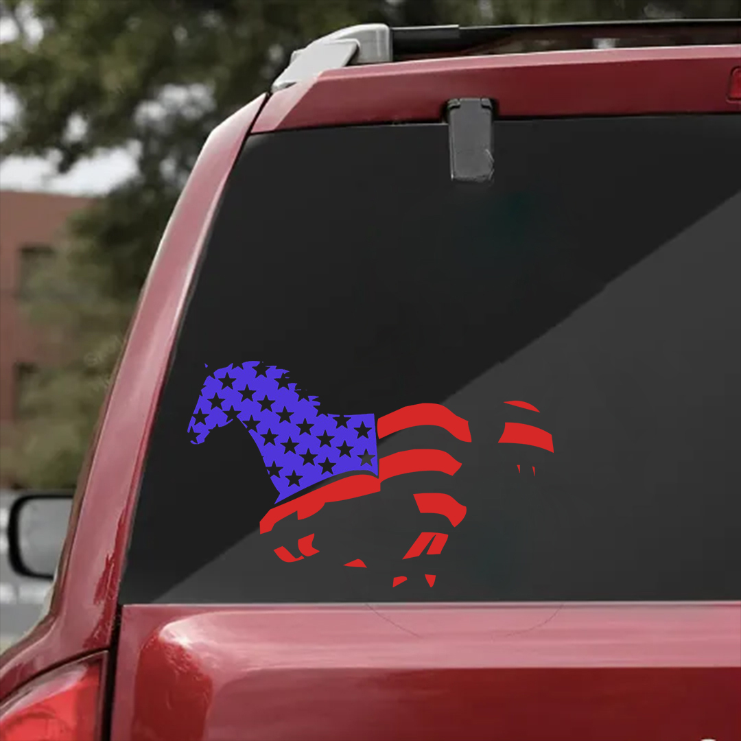 Horse-Shaped Stars And Strips Veterans Stickers-Independence Day Sticker