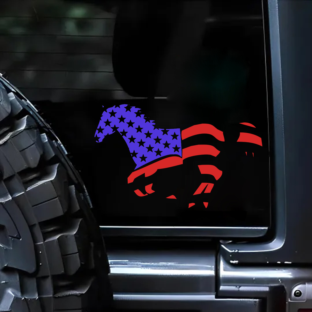 Horse-Shaped Stars And Strips Veterans Stickers-Independence Day Sticker