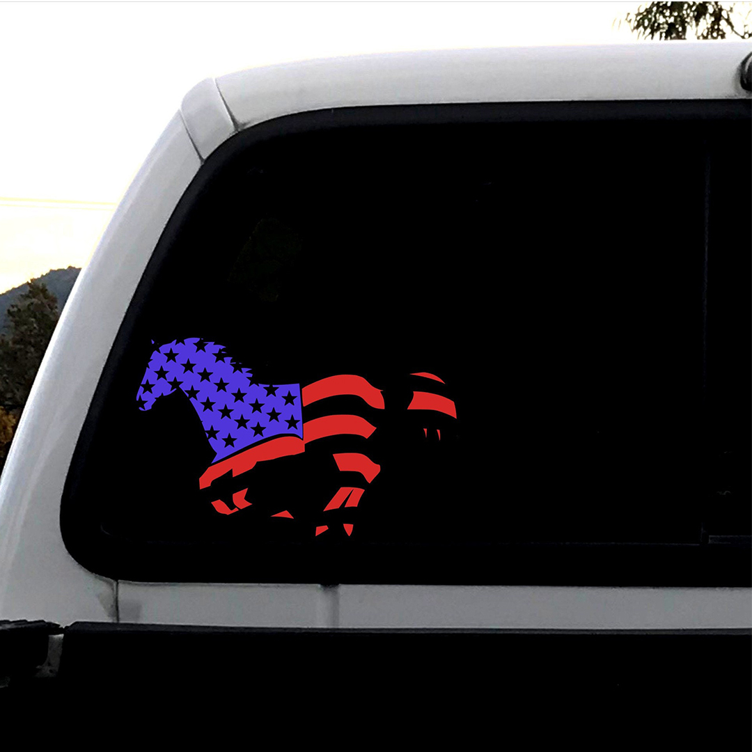 Horse-Shaped Stars And Strips Veterans Stickers-Independence Day Sticker