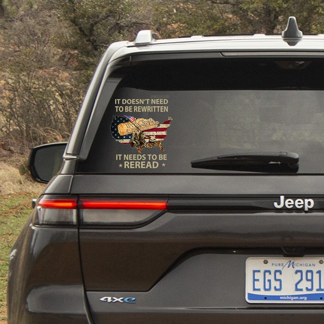 Reread The Declaration of Independence Veterans Stickers-Independence Day Sticker