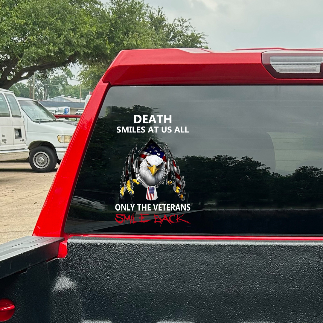 Death Smiles At Us All Veterans Stickers