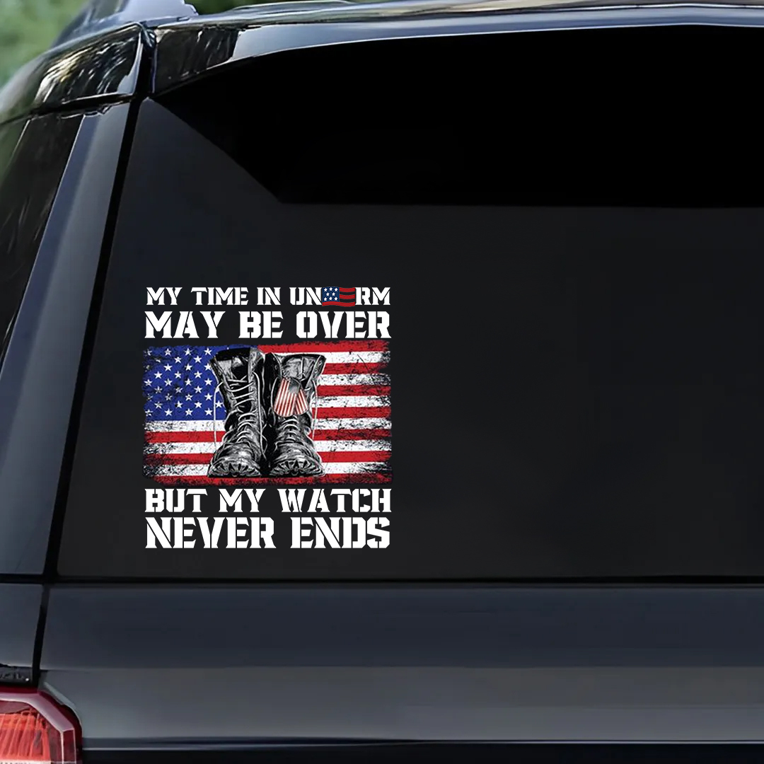 My Watch Never Ends Veterans Stickers