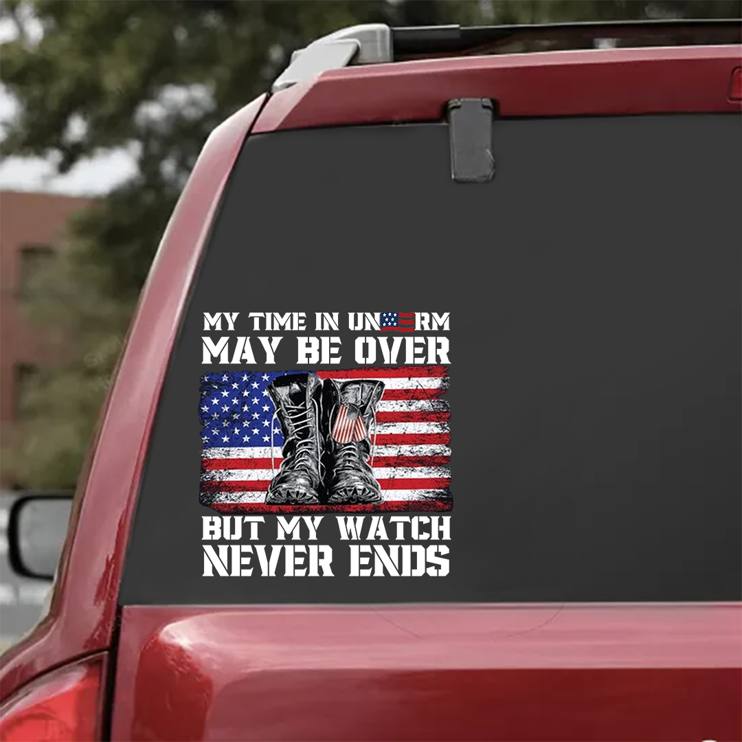 My Watch Never Ends Veterans Stickers