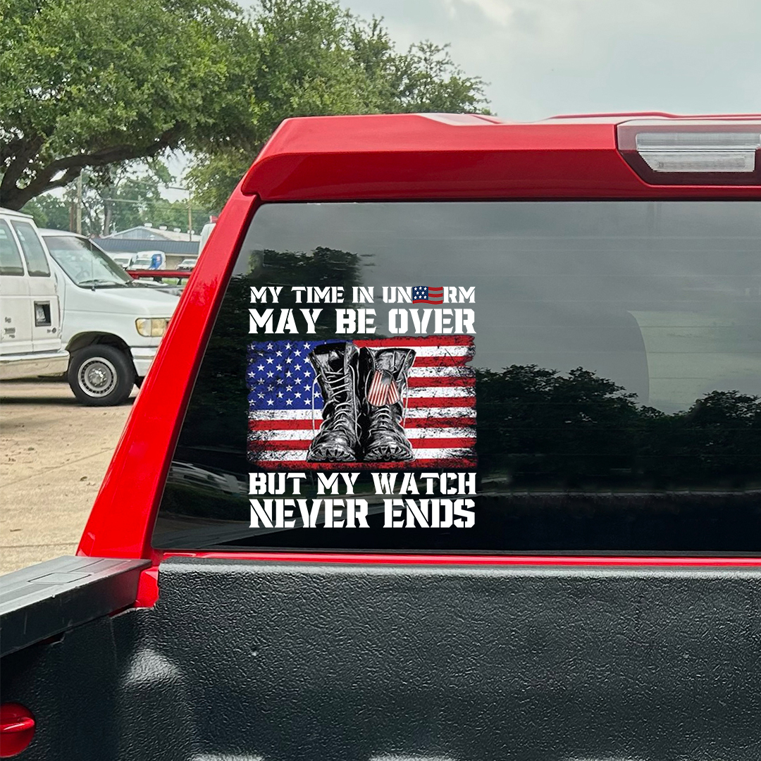My Watch Never Ends Veterans Stickers