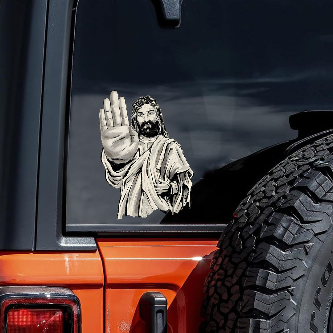 Jesus Doing Stop Sign Sticker