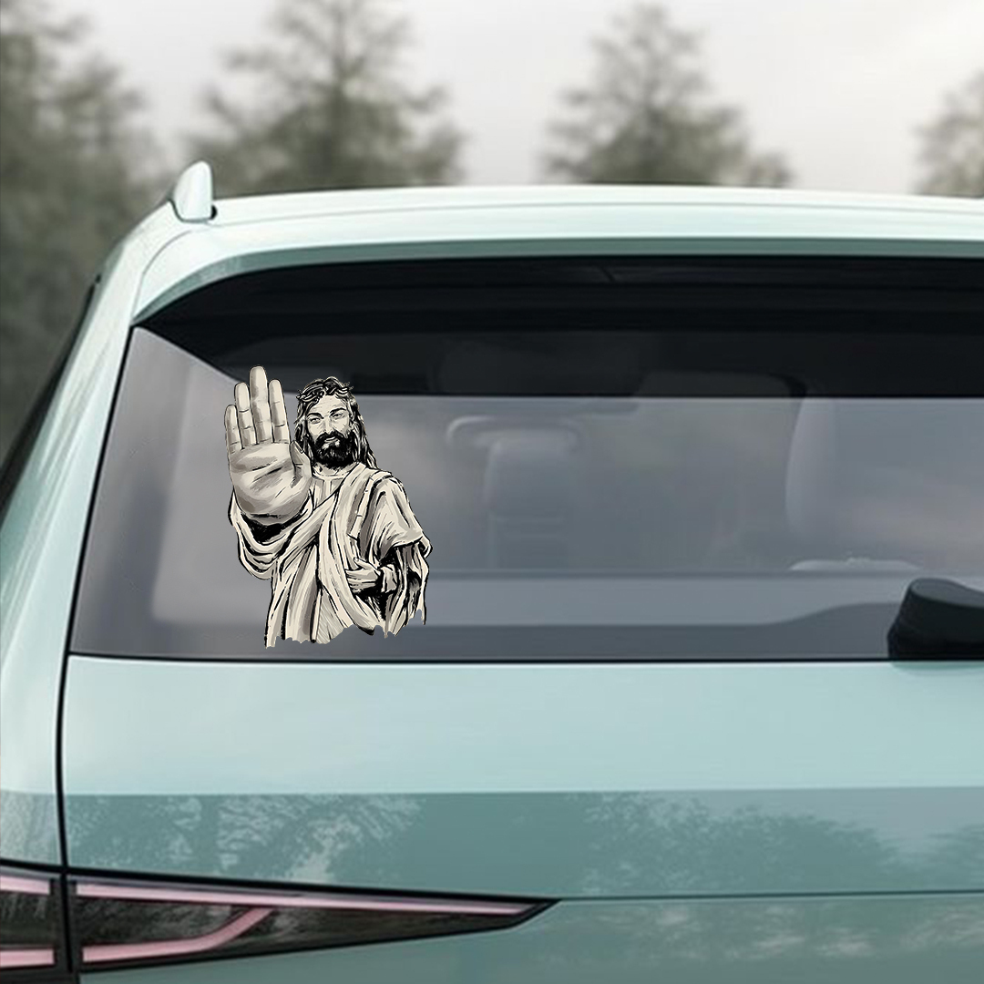 Jesus Doing Stop Sign Sticker