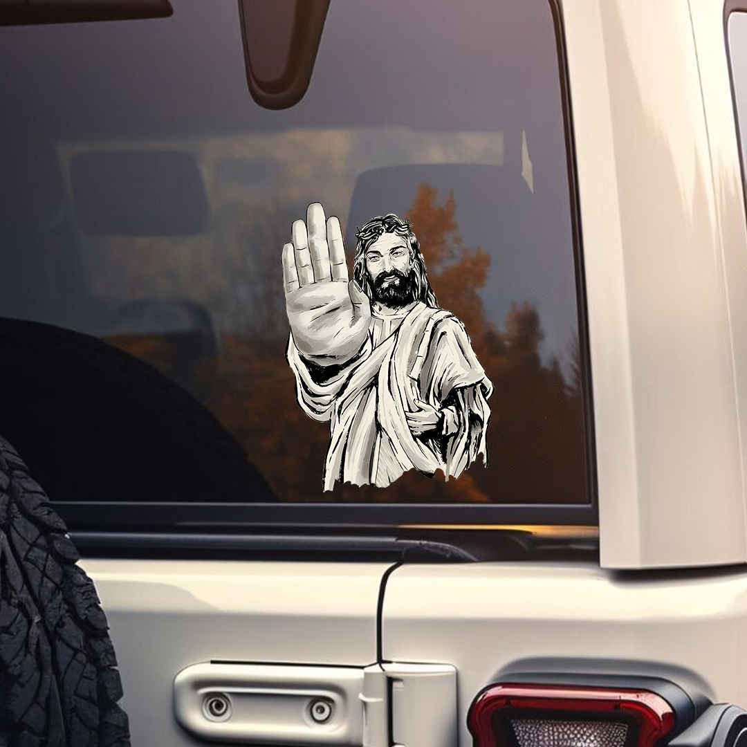 Jesus Doing Stop Sign Sticker