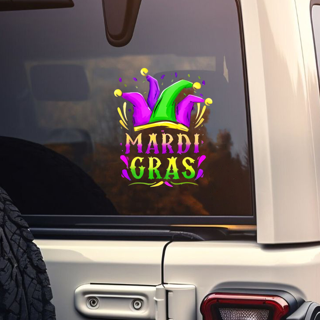 Mardi Gras Party Hat Sticker