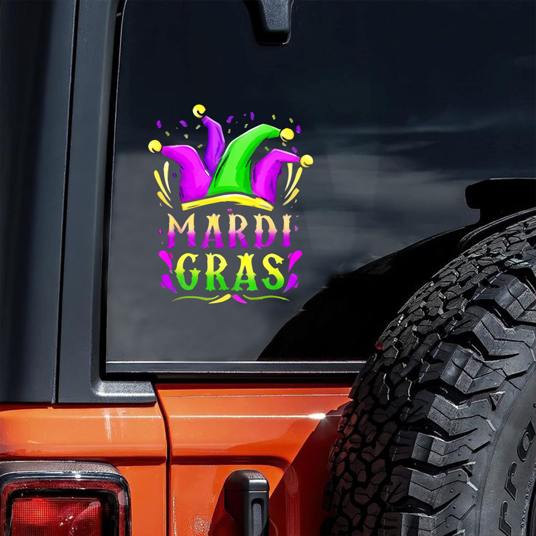 Mardi Gras Party Hat Sticker