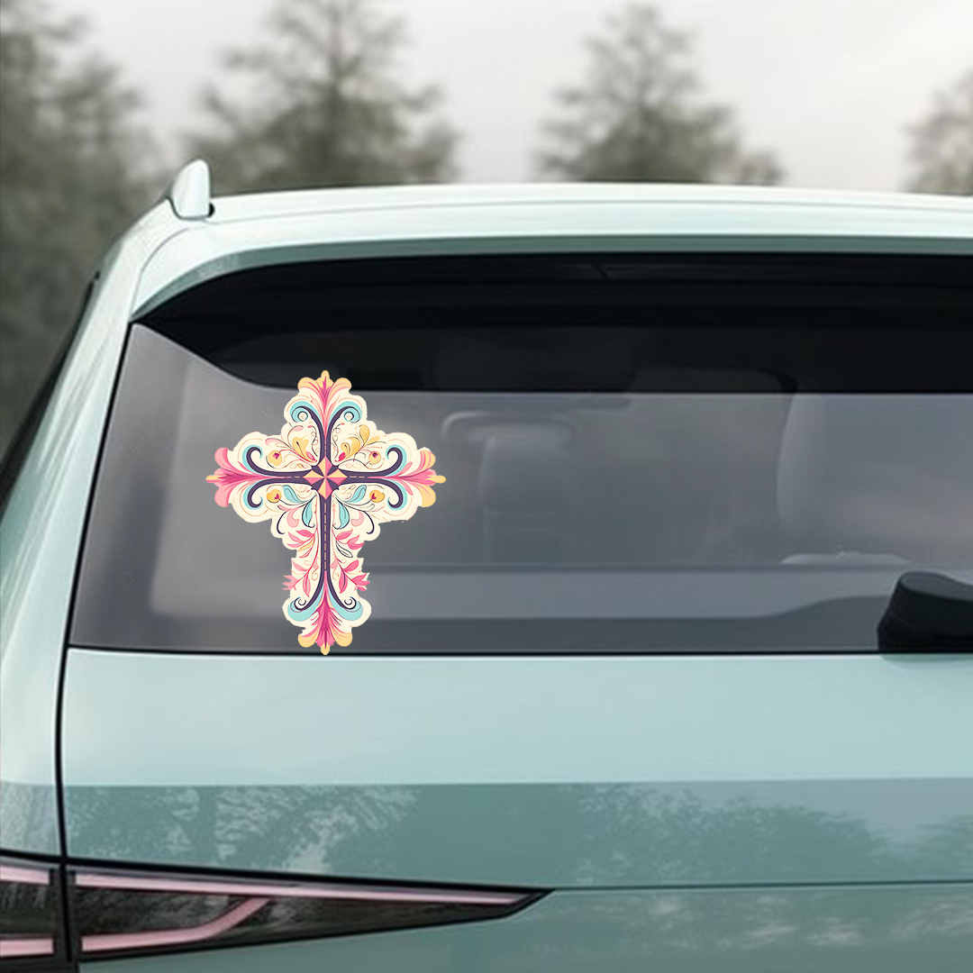 Christian Fancy Cross Sticker